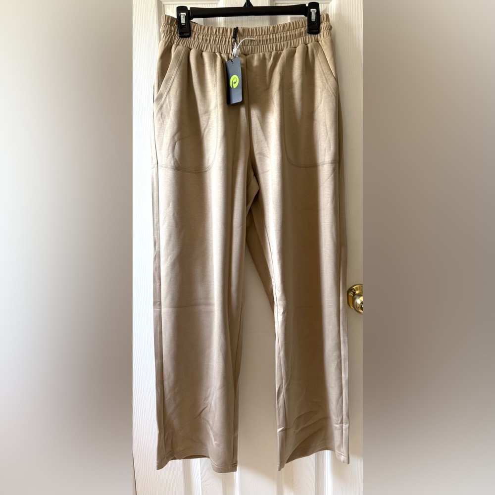 PINSPARK Women's Wide Leg Sweatpants/Soft Lounge Pants Beige Sz PL New with Tags